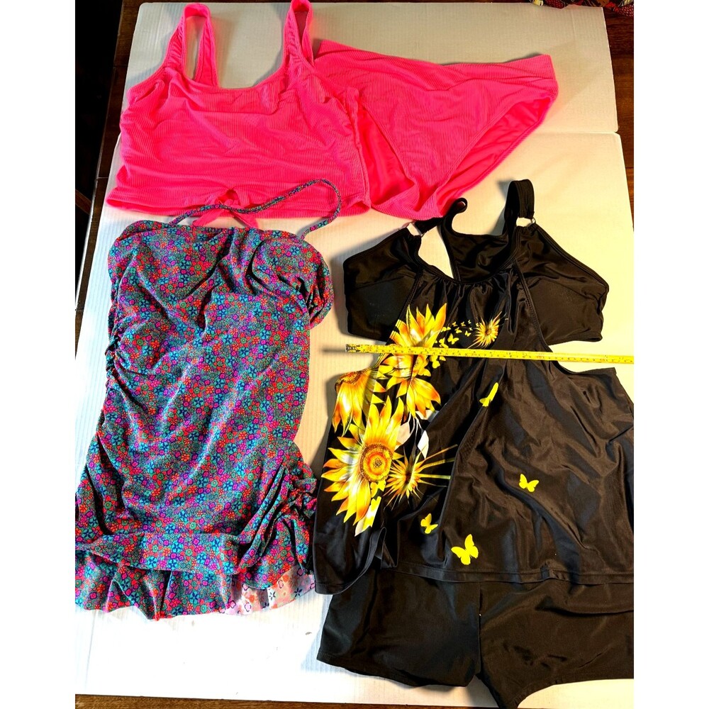 Women's Plus Size Swimwear Lot 3 Swimsuits 2XL XXL US 18 Bikini Tankini Swimdres